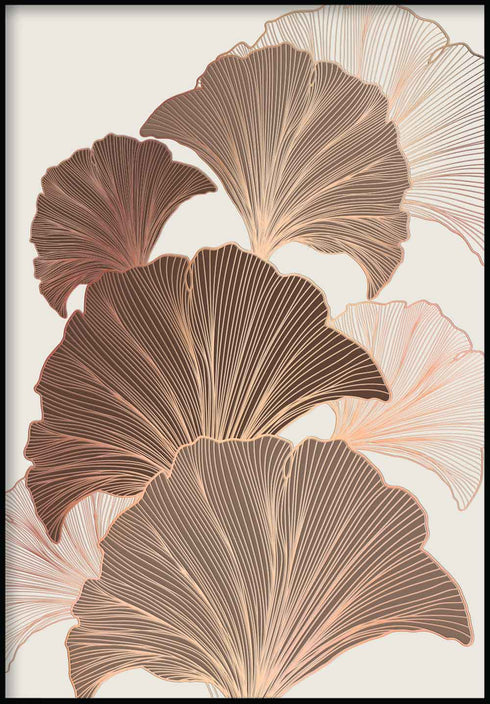 Ginkgo de chocolate Izquierda Real Rose Gold Póster